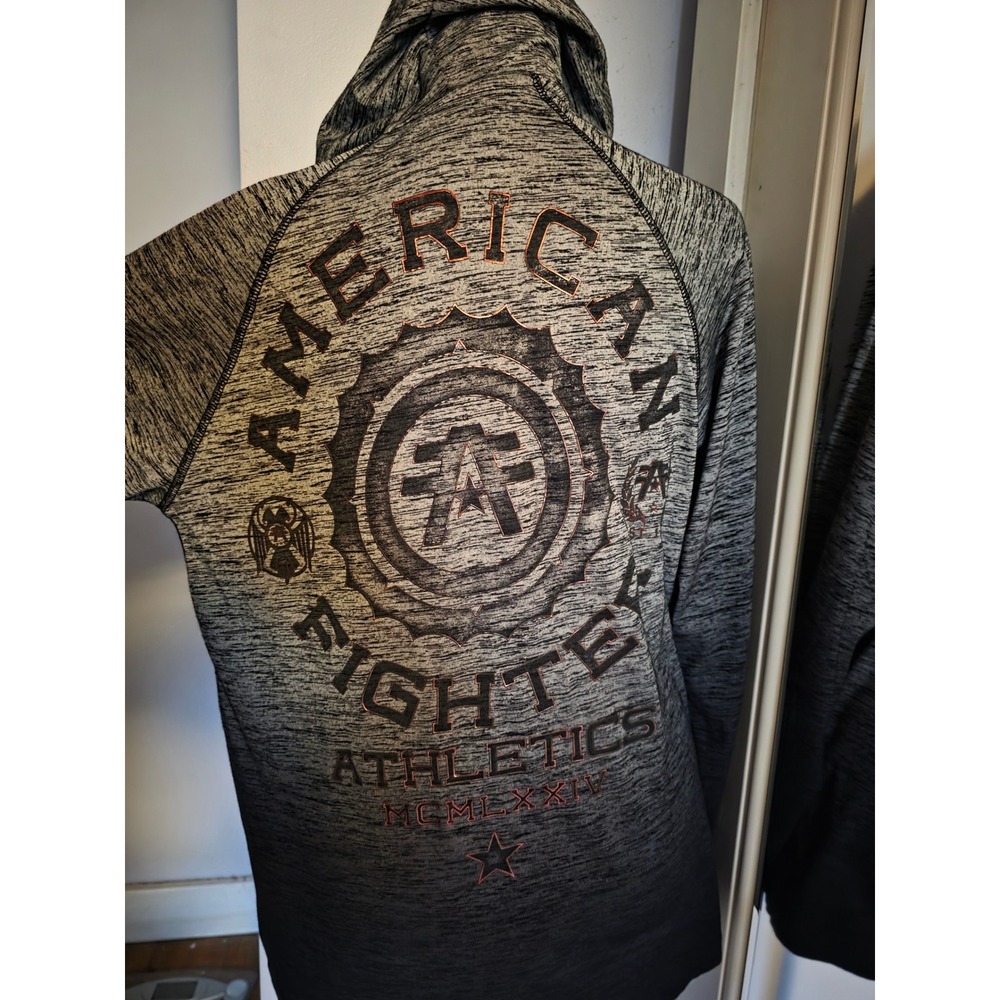 American Fighter Athletics Hoodie Mens Large Grey Black Ombre Buckle‎ Graphic L - Picture 4 of 4